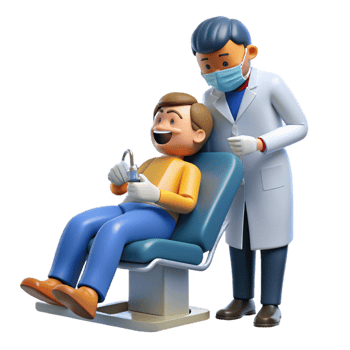 intense sumptuous Dentist examining patient NO BACKGROUND with Transparent Background. detailed png
