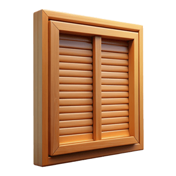 whimsical pristine Wooden window shutter, closed position, NO BACKGROUND with Transparent Background. perfect clarity png