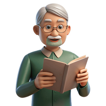 extraordinary melancholic organic Thoughtful senior man reading book NO BACKGROUND with Transparent Background. perfect clarity png