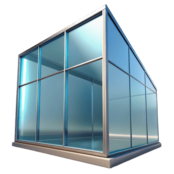 reflective splendid Glass facade panel, reflective surface, NO BACKGROUND with Transparent Background. genuine png
