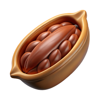 magnificent iconic Cocoa bean pod, opened NO BACKGROUND with Transparent Background. png