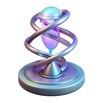 romantic glorious Advanced holographic display showing a rotating DNA helix NO BACKGROUND with Transparent Background. fine detail png