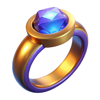 signature bohemian A magical ring with a large, glowing gemstone. NO BACKGROUND with Transparent Background. museum quality png