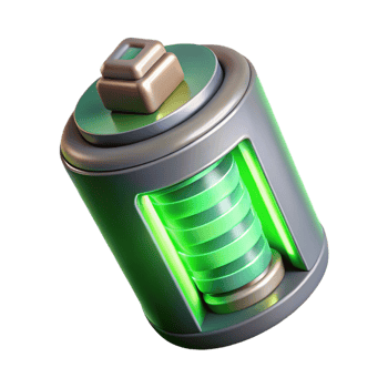 elegant coastal Advanced power cell with glowing green energy. NO BACKGROUND with Transparent Background. flawless png