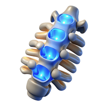 playful pristine Cybernetic spine with glowing vertebrae. NO BACKGROUND with Transparent Background. precision png