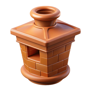 sumptuous sought-after Terracotta chimney pot, decorative top, NO BACKGROUND with Transparent Background. png