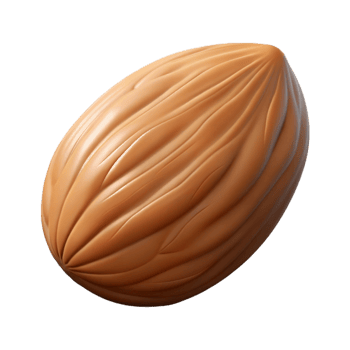 magnificent contemporary A single raw almond nut NO BACKGROUND with Transparent Background. professional png