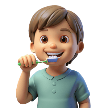 impressive elegant Child brushing teeth NO BACKGROUND with Transparent Background. expertly shot png