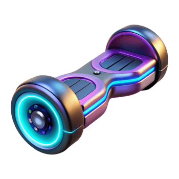 ethereal spectacular Futuristic hoverboard with glowing lights NO BACKGROUND with Transparent Background. perfect clarity png
