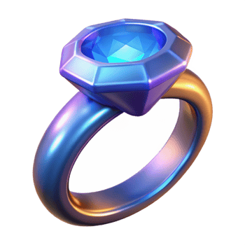 nostalgic dazzling A magical ring with a large, glowing gemstone. NO BACKGROUND with Transparent Background. high resolution png