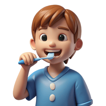 romantic exquisite Child brushing teeth NO BACKGROUND with Transparent Background. refined png