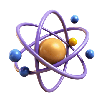 breathtaking artistic A levitating, abstract atom with orbiting electrons. NO BACKGROUND with Transparent Background. ultra HD png