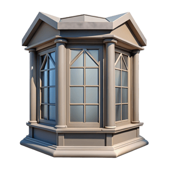 iconic rustic Sketch of a bay window NO BACKGROUND with Transparent Background. studio quality png
