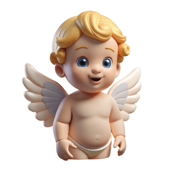 dramatic memorable A Cherub, small, winged baby angel, NO BACKGROUND with Transparent Background. png