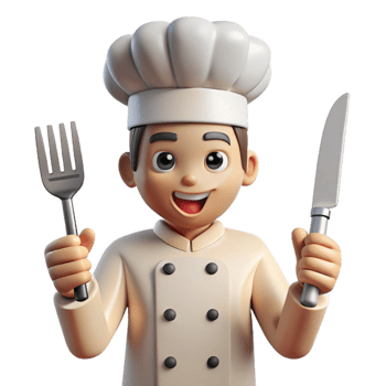 majestic nostalgic industrial Chef holding knife and fork NO BACKGROUND with Transparent Background. gallery standard png