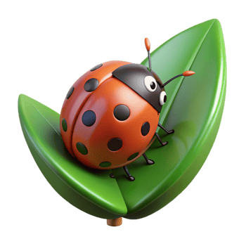 dramatic harmonious elegant One ladybug crawling on a green leaf NO BACKGROUND with Transparent Background. original png