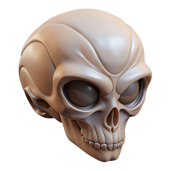 passionate elegant Alien skull with intricate bone structure. NO BACKGROUND with Transparent Background. flawless png