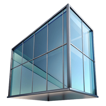 energetic dazzling Glass facade panel reflection, NO BACKGROUND with Transparent Background. fine detail png