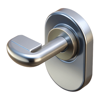 striking distinctive Modern door handle, lever style, NO BACKGROUND with Transparent Background. png