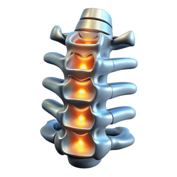 splendid intense urban Cybernetic spine with glowing vertebrae and metallic plating NO BACKGROUND with Transparent Background. gallery standard png