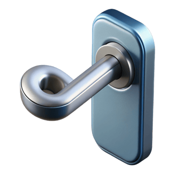 timeless vintage Modern door handle, lever style, NO BACKGROUND with Transparent Background. crisp png