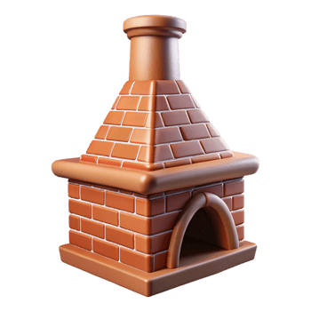 exceptional artistic Tudor chimney, brick, decorative patterns, NO BACKGROUND with Transparent Background. perfect clarity png
