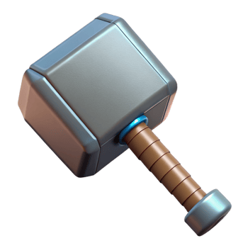 gorgeous harmonious classic Thor's Hammer, Mjolnir, NO BACKGROUND with Transparent Background. expertly shot png