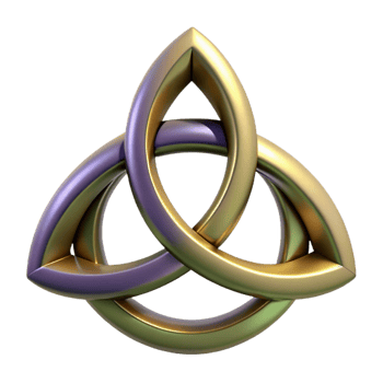 impressive energetic creative Triple Goddess symbol, Celtic, NO BACKGROUND with Transparent Background. museum quality png
