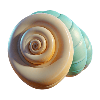 mesmerizing intense avant-garde A seashell, spiral shaped, NO BACKGROUND with Transparent Background. authentic png