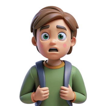 spectacular classic Worried teenager with backpack NO BACKGROUND with Transparent Background. impeccable png
