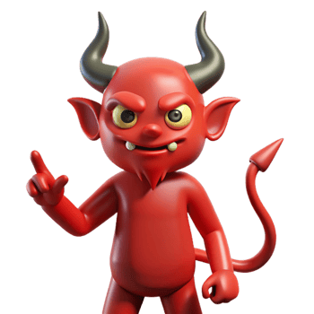 signature modern A Devil, horned figure with a pointed tail, NO BACKGROUND with Transparent Background. authentic png