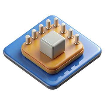 unforgettable creative A microchip on a circuit board. NO BACKGROUND with Transparent Background. 8K png