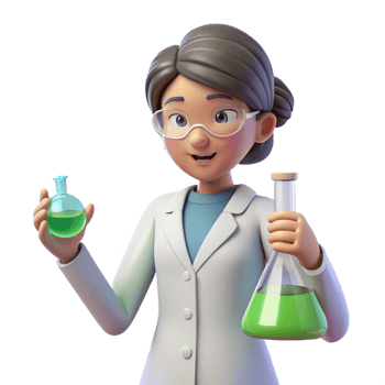 celebrated artistic Female scientist conducting experiment NO BACKGROUND with Transparent Background. crisp png