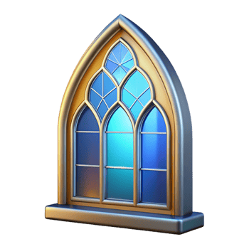 wonderful unforgettable Architectural rendering of a stained glass window NO BACKGROUND with Transparent Background. png