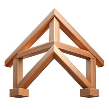 nostalgic splendid Wooden truss, traditional construction, NO BACKGROUND with Transparent Background. detailed png