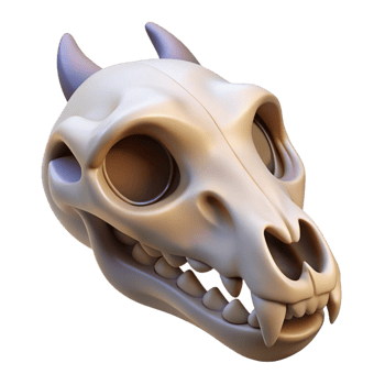 dramatic fascinating Animal skull NO BACKGROUND with Transparent Background. luxury png