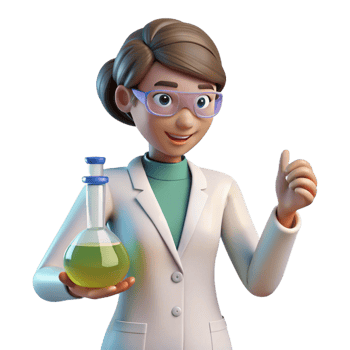 mysterious serene Female scientist conducting experiment NO BACKGROUND with Transparent Background. studio quality png