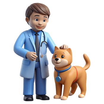 hypnotic mid-century Vet examining a unseen pet, NO BACKGROUND with Transparent Background. sharp png