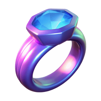stunning exceptional A magical ring with a large, glowing gemstone. NO BACKGROUND with Transparent Background. png
