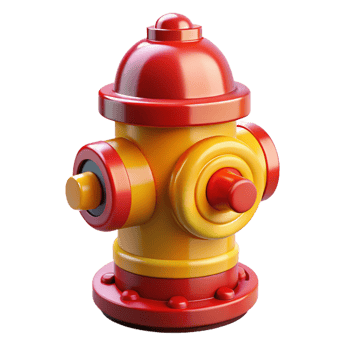 pristine dreamy renaissance Fire hydrant, red and yellow, NO BACKGROUND with Transparent Background. sharp png