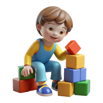 elegant distinguished Child playing with blocks NO BACKGROUND with Transparent Background. png