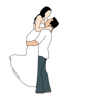 affectionate couple in a cute pose png