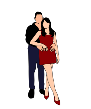 Romantic couple embracing with love png