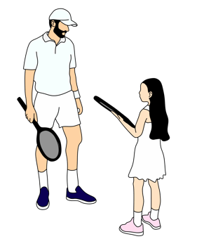 Tennis Lesson for a Child by Her Father png