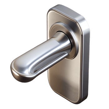 splendid mysterious modern Modern door handle, brushed metal, minimalist, NO BACKGROUND with Transparent Background. sharp png