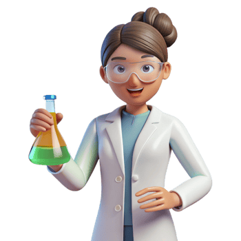 impressive whimsical nordic Female scientist conducting experiment NO BACKGROUND with Transparent Background. exclusive png