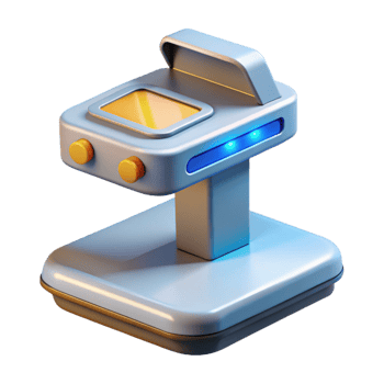 inspired retro Advanced scanning device with digital readout NO BACKGROUND with Transparent Background. expertly shot png