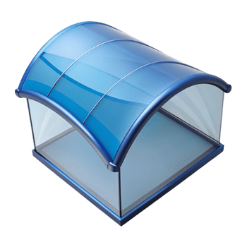 impressive baroque Glass awning, curved shape, NO BACKGROUND with Transparent Background. high resolution png