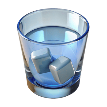 unparalleled rustic A glass of clear water with ice cubes. NO BACKGROUND with Transparent Background. expertly shot png