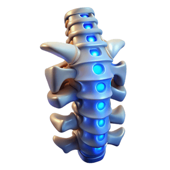 vibrant sought-after Cybernetic spine with glowing vertebrae. NO BACKGROUND with Transparent Background. png